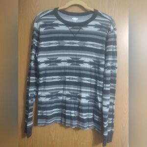 Old Navy Black and Gray Patterned Long Sleeve Shirt
